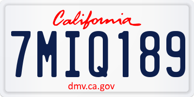 CA license plate 7MIQ189