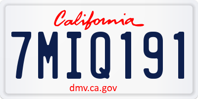 CA license plate 7MIQ191
