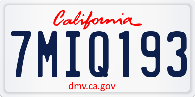CA license plate 7MIQ193
