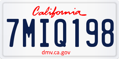 CA license plate 7MIQ198