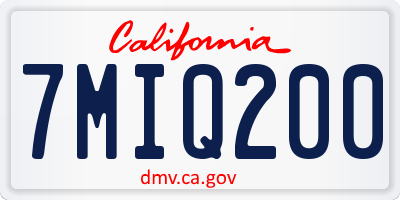 CA license plate 7MIQ200
