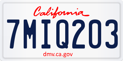 CA license plate 7MIQ203