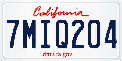 CA license plate 7MIQ204