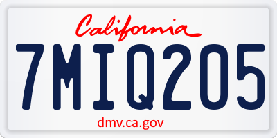 CA license plate 7MIQ205