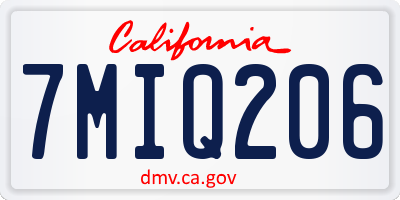 CA license plate 7MIQ206