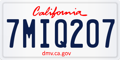 CA license plate 7MIQ207