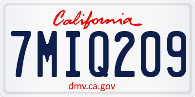 CA license plate 7MIQ209