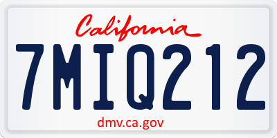 CA license plate 7MIQ212