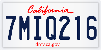 CA license plate 7MIQ216