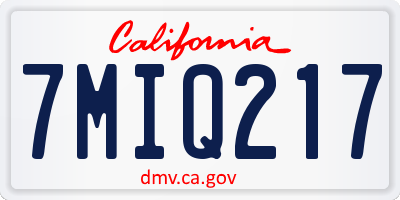 CA license plate 7MIQ217