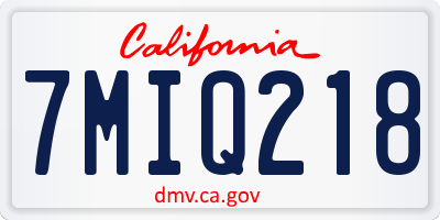 CA license plate 7MIQ218