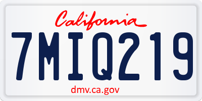 CA license plate 7MIQ219