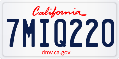 CA license plate 7MIQ220