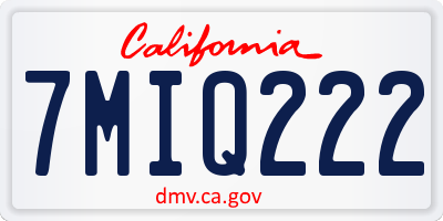 CA license plate 7MIQ222