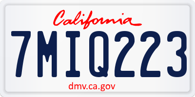 CA license plate 7MIQ223