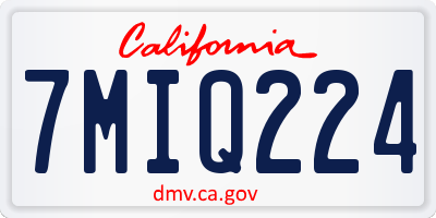 CA license plate 7MIQ224