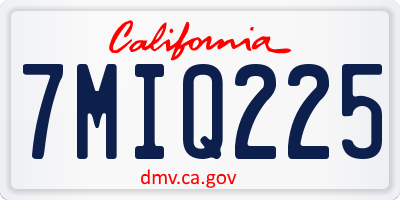 CA license plate 7MIQ225