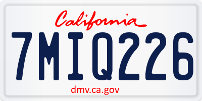 CA license plate 7MIQ226