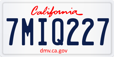 CA license plate 7MIQ227