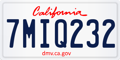 CA license plate 7MIQ232
