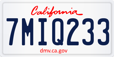 CA license plate 7MIQ233