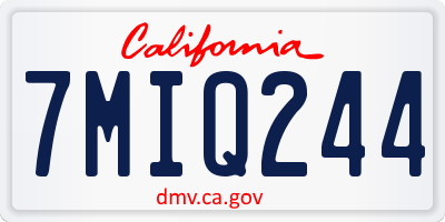 CA license plate 7MIQ244