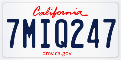CA license plate 7MIQ247