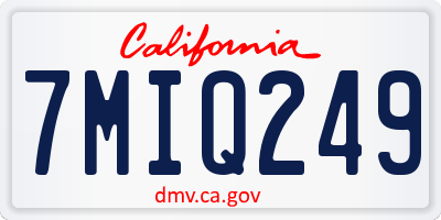 CA license plate 7MIQ249