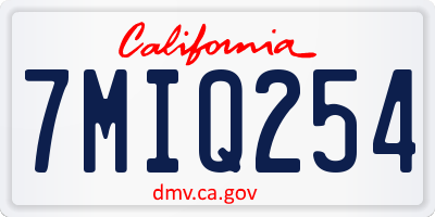 CA license plate 7MIQ254