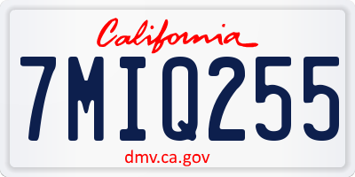 CA license plate 7MIQ255