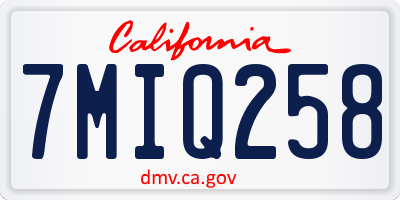 CA license plate 7MIQ258