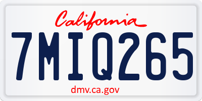 CA license plate 7MIQ265