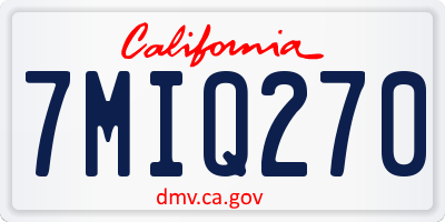 CA license plate 7MIQ270