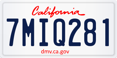 CA license plate 7MIQ281