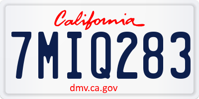 CA license plate 7MIQ283