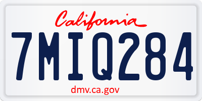 CA license plate 7MIQ284