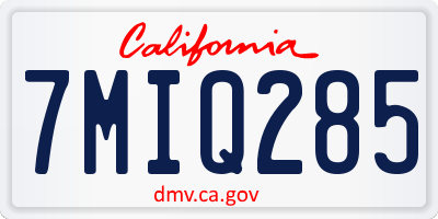 CA license plate 7MIQ285