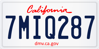 CA license plate 7MIQ287