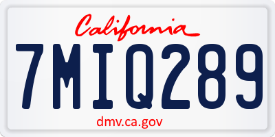 CA license plate 7MIQ289