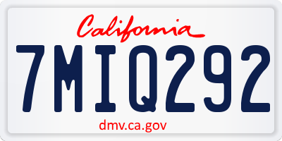 CA license plate 7MIQ292