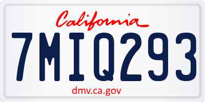 CA license plate 7MIQ293