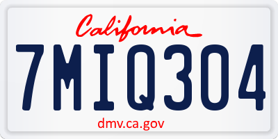 CA license plate 7MIQ304