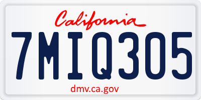 CA license plate 7MIQ305