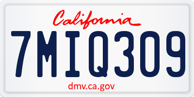 CA license plate 7MIQ309