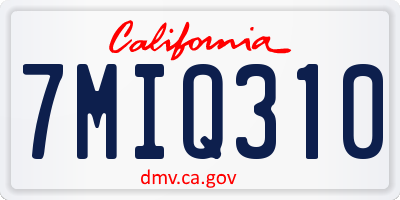 CA license plate 7MIQ310