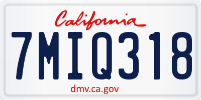 CA license plate 7MIQ318