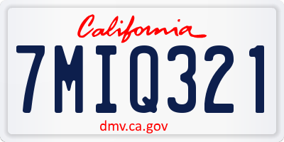 CA license plate 7MIQ321