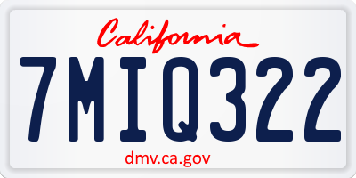 CA license plate 7MIQ322