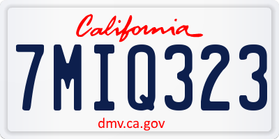 CA license plate 7MIQ323