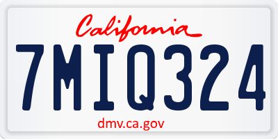 CA license plate 7MIQ324